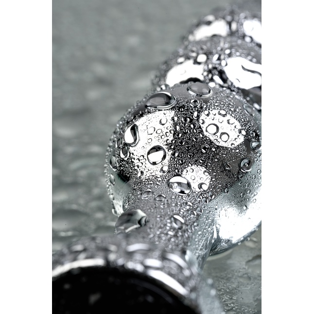 Серебристая анальная удлиненная пробка-елочка с черным кристаллом - 11 см - Metal. Фотография 7.