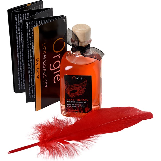 Массажное масло Orgie Lips Massage со вкусом клубники - 100 мл. Фотография 3.