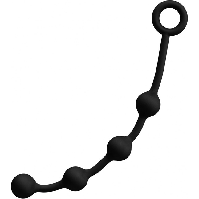 Чёрная анальная цепочка с 4 шариками - 33 см