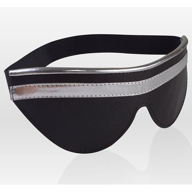 Чёрно-серебристая кожаная маска на резинке - BDSM accessories