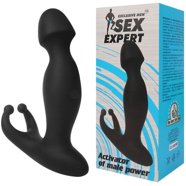 Черный силиконовый массажер простаты Sex Expert - 11,7 см - SEX EXPERT. Фотография 2.
