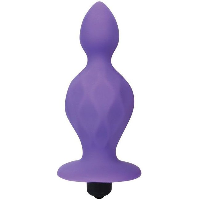 Фиолетовая коническая анальная вибровтулка - 10 см - SWEET TOYS