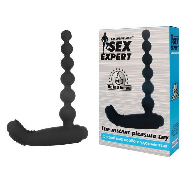 Черный силиконовый массажер простаты-елочка Sex Expert - SEX EXPERT. Фотография 2.