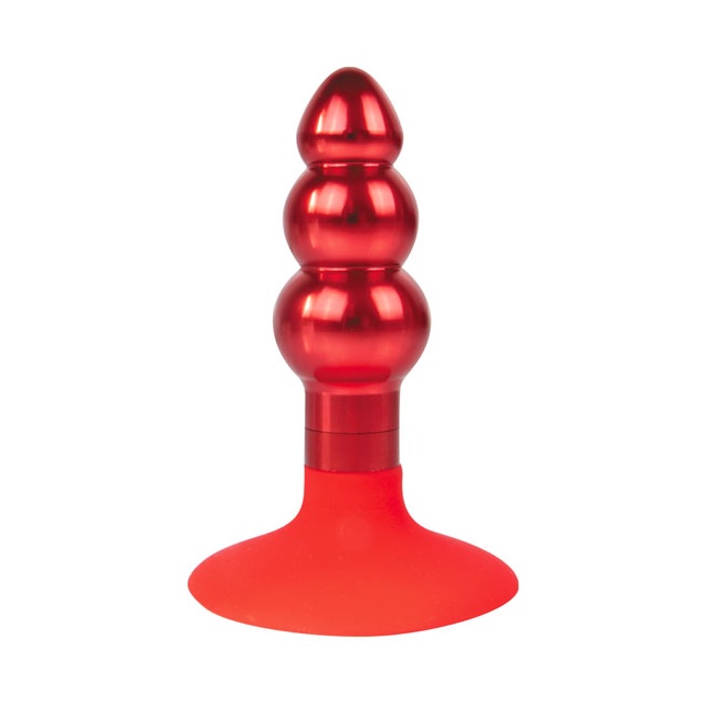 Красная анальная пробка-елочка с круглым ограничителем - 9 см - IRON LOVE