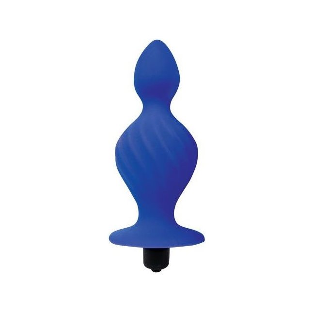 Синяя анальная вибровтулка конической формы - 10 см - SWEET TOYS