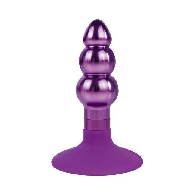 Фиолетовая анальная пробка-елочка с круглым ограничителем - 9 см - IRON LOVE
