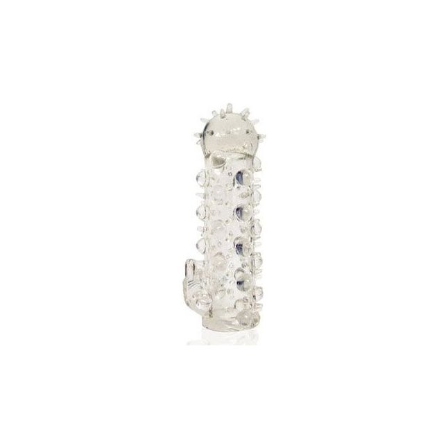 Закрытая прозрачная насадка Crystal sleeve с усиками и пупырышками - 13,5 см - EROWOMAN-EROMAN