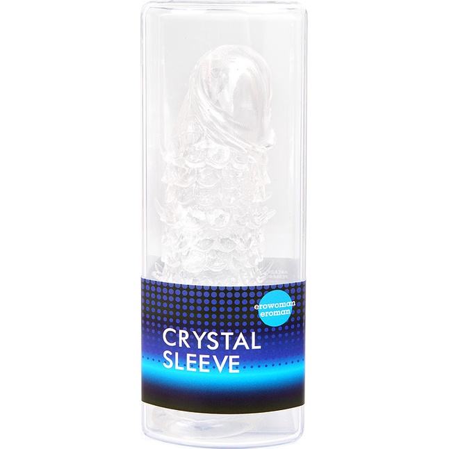 Закрытая прозрачная рельефная насадка Crystal sleeve - 13 см - EROWOMAN-EROMAN. Фотография 3.