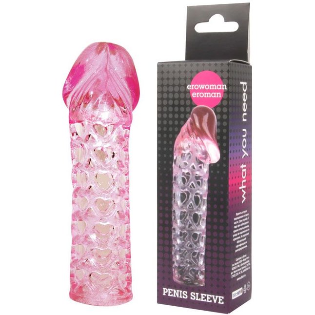 Закрытая розовая насадка-фаллос Penis sleeve - 11,7 см - EROWOMAN-EROMAN. Фотография 2.