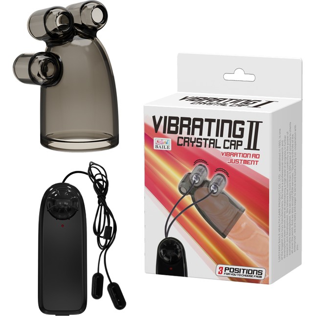 Дымчатая насадка-мастурбатор с вибрацией Vibrating Crystal Cap II. Фотография 5.