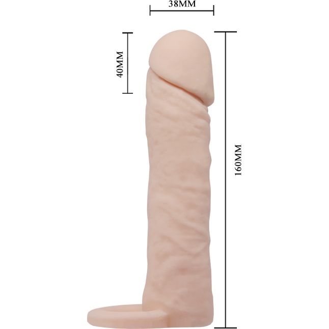 Насадка на пенис с кольцом для мошонки - 16 см - SEX EXPERT. Фотография 2.
