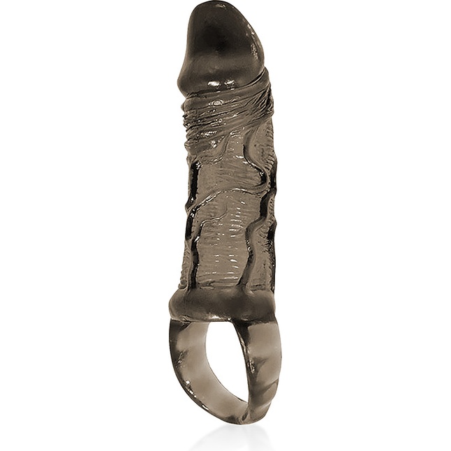 Закрытая насадка на фаллос с кольцом для мошонки - 15 см - SEX EXPERT