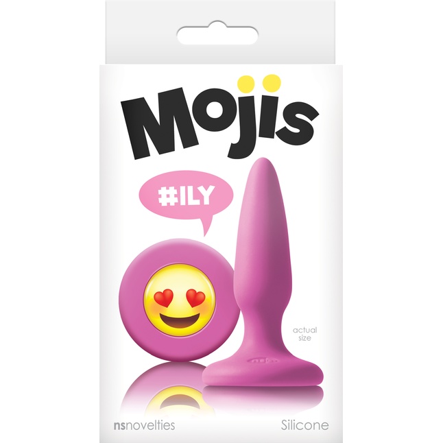 Розовая силиконовая пробка Emoji Face ILY - 8,6 см - Mojis. Фотография 2.