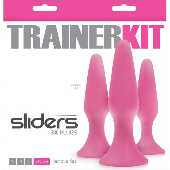 Набор из 3 розовых силиконовых анальных пробок Trainer Kit - Sliders. Фотография 2.