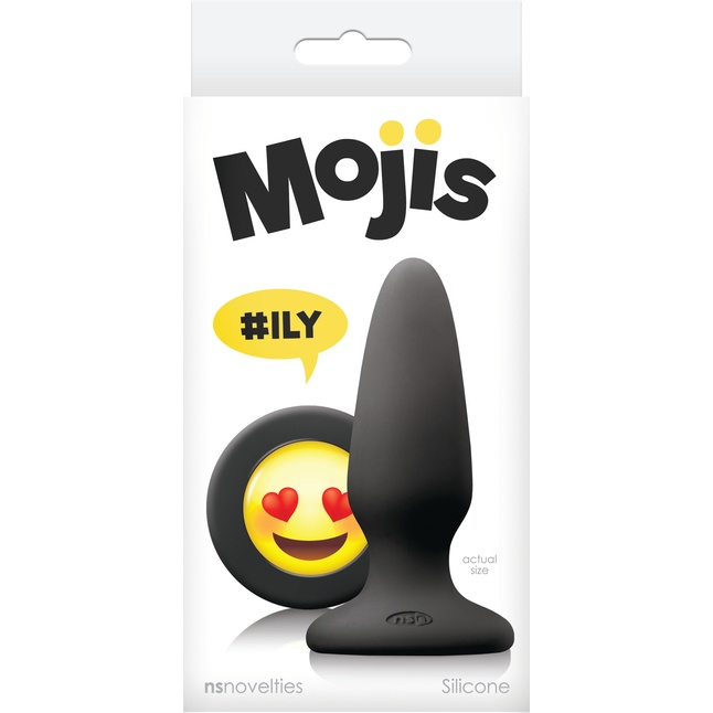 Черная силиконовая пробка среднего размера Emoji ILY - 10,2 см. - Mojis. Фотография 2.