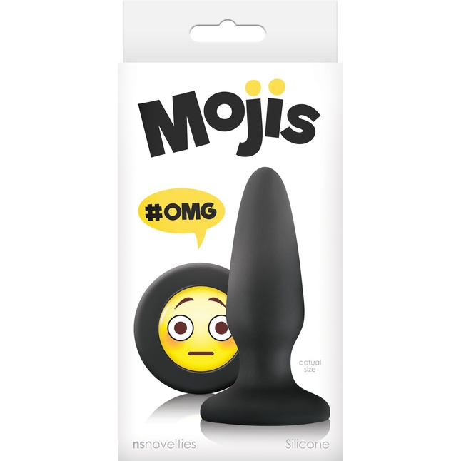 Черная силиконовая пробка среднего размера Emoji OMG - 10,2 см - Mojis. Фотография 2.