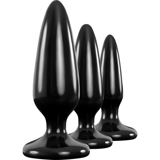 Набор из 3 черных силиконовых анальных пробок Trainer Kit - Renegade
