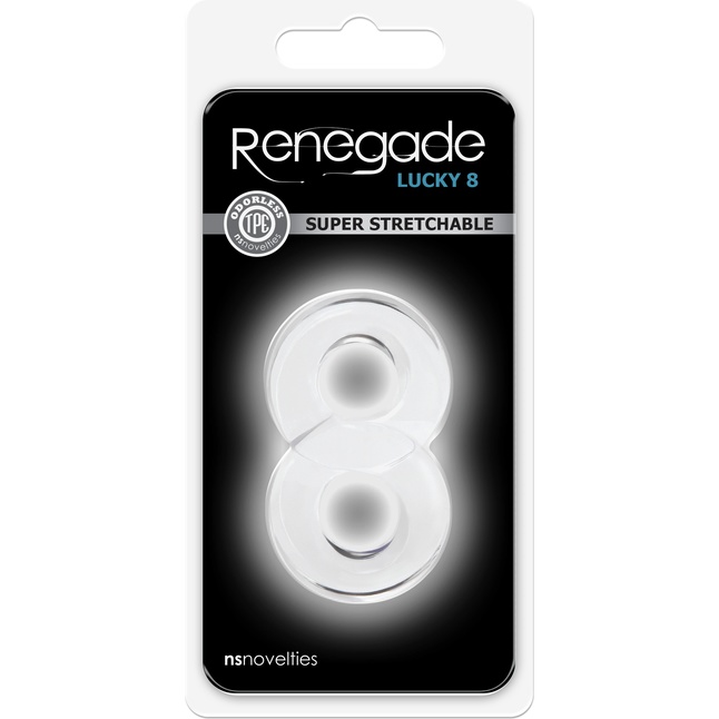 Прозрачное эрекционное кольцо с подхватом мошонки Lucky 8 - Renegade. Фотография 2.