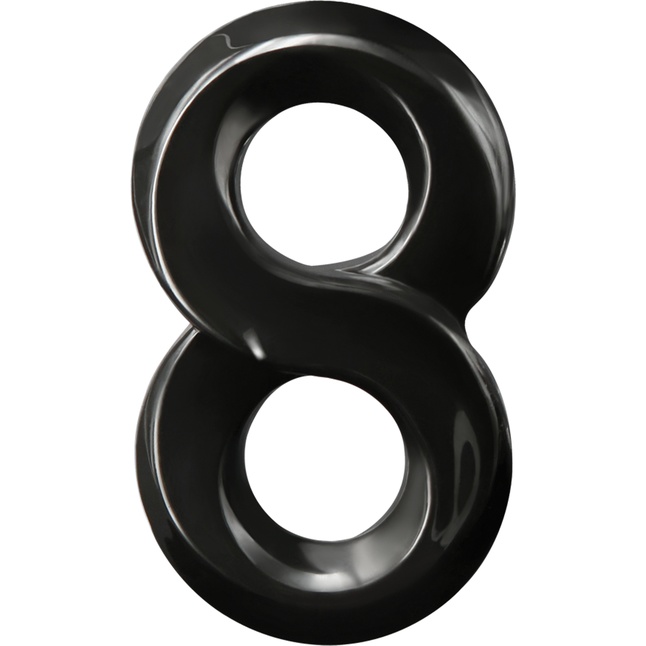 Черное эрекционное кольцо с подхватом мошонки Lucky 8 - Renegade