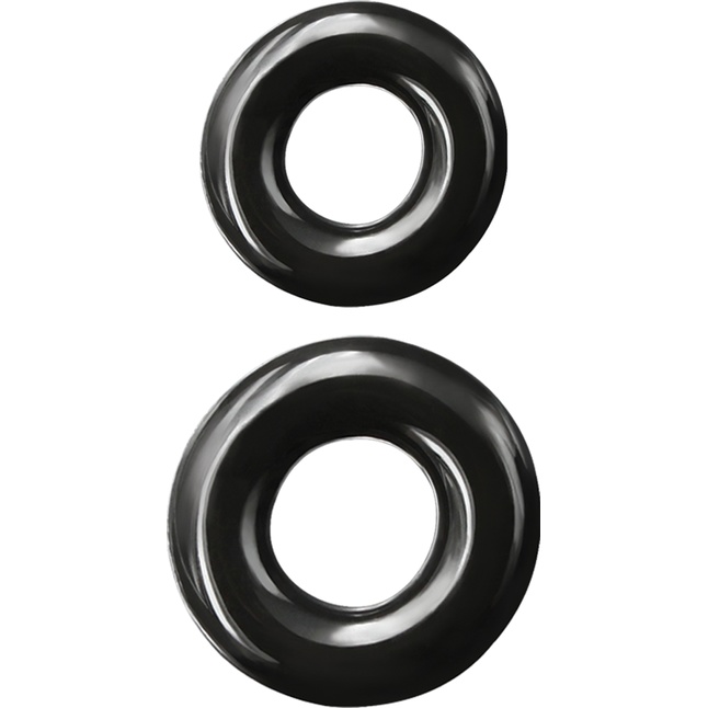 Набор из двух эрекционных колец черного цвета Double Stack - Renegade