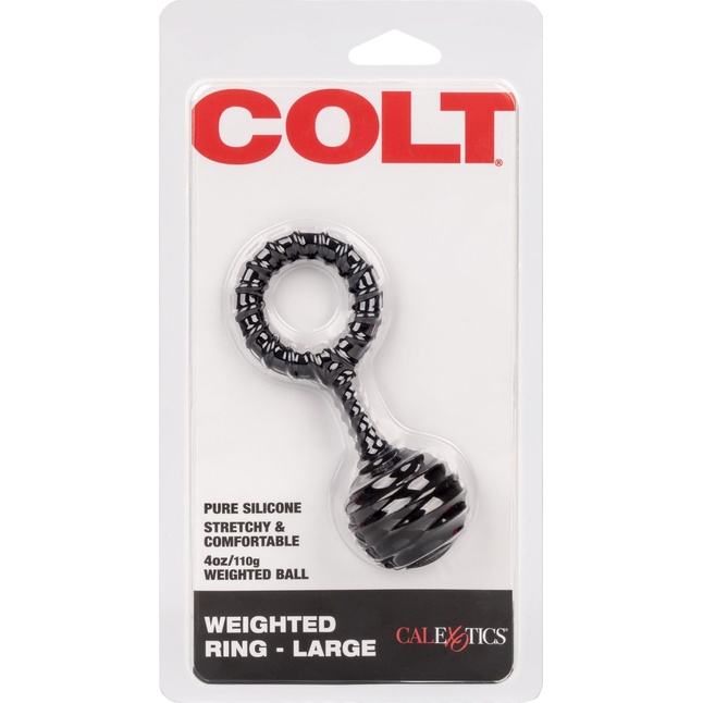 Черное эрекционное кольцо с утяжелителем Weighted Ring Large - Colt. Фотография 5.