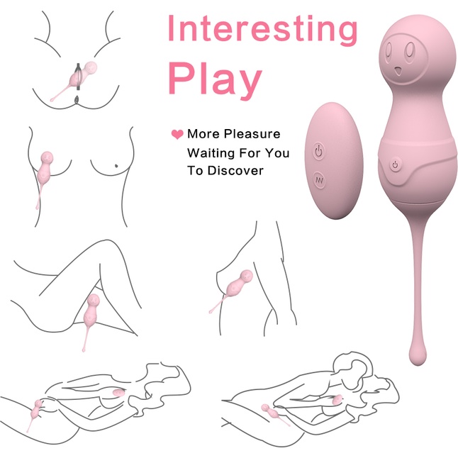 Нежно-розовые вагинальные шарики VAVA с пультом ДУ. Фотография 5.