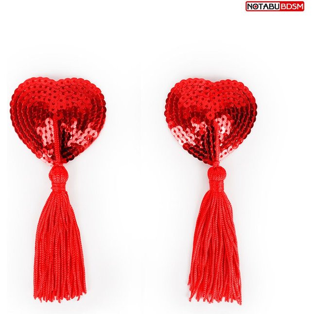 Красные текстильные пестисы в форме сердечек с кисточками - NOTABU