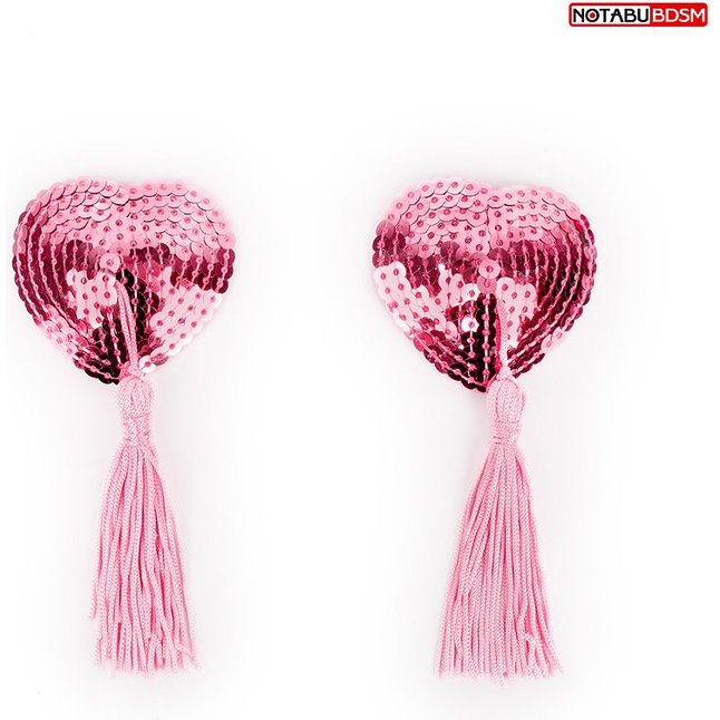 Розовые текстильные пестисы в форме сердечек с кисточками - NOTABU