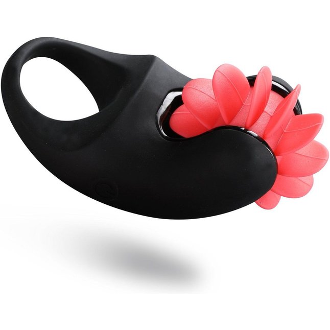 Черное эрекционное кольцо KISS с движущимися лепестками. Фотография 2.
