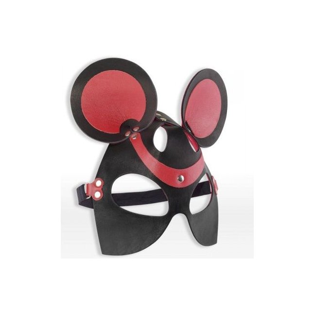 Черно-красная маска мышки из кожи - BDSM accessories