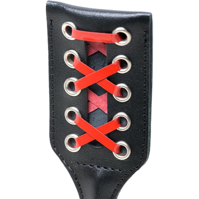 Стек с декоративной шнуровкой на хлопушке - 65 см - BDSM accessories. Фотография 3.