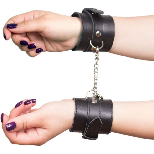 Чёрные кожаные наручники James Arm. Фотография 4.