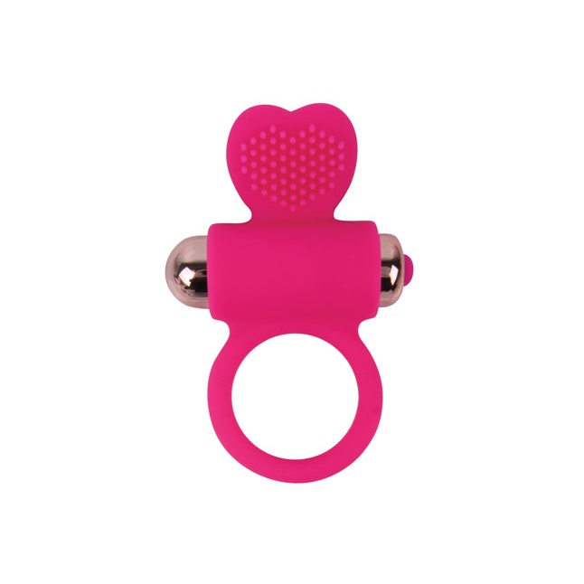 Розовое эрекционное виброкольцо с сердечком - SWEET TOYS