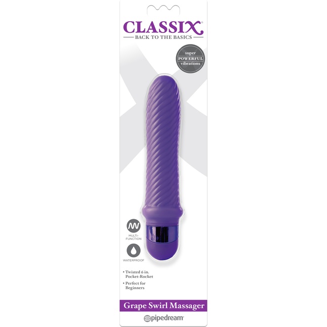 Фиолетовый ребристый вибромассажер Grape Swirl Vibe - 15,8 см - Classix. Фотография 3.