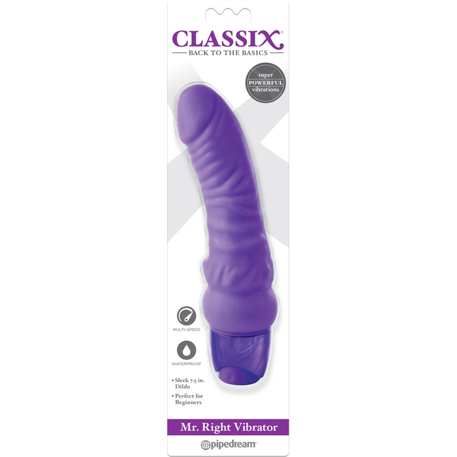 Фиолетовый вибромассажер Classix Mr. Right Vibrator - 18,4 см - Classix. Фотография 2.