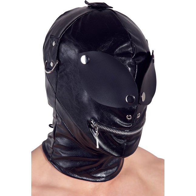Маска на голову с отверстиями для глаз и рта Imitation Leather Mask - Fetish Collection. Фотография 3.