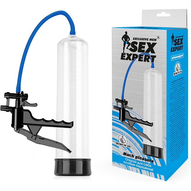 Прозрачная вакуумная помпа Sex Expert с ручным насосом - SEX EXPERT. Фотография 2.