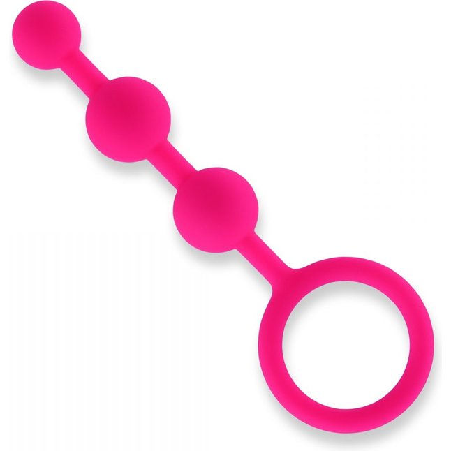 Розовая анальная цепочка из 3 шариков - 14 см