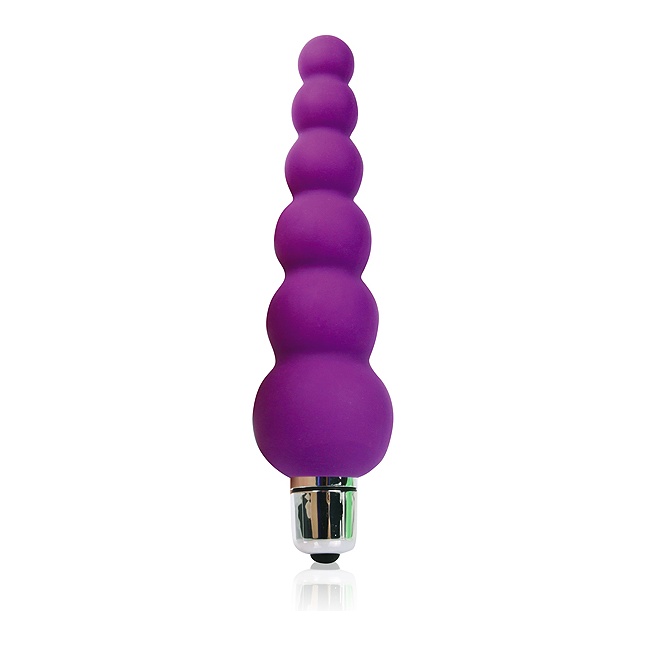 Фиолетовый анальный вибромассажер-елочка - 12 см