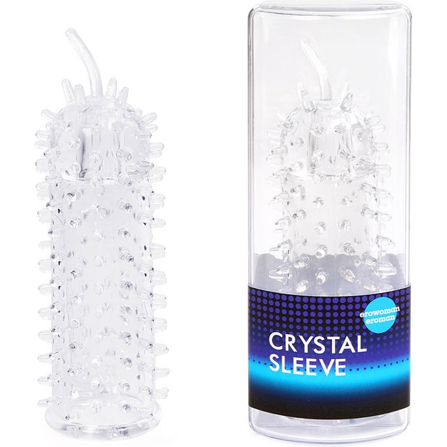 Закрытая рельефная насадка Crystal sleeve с усиками - 12 см - EROWOMAN-EROMAN. Фотография 2.