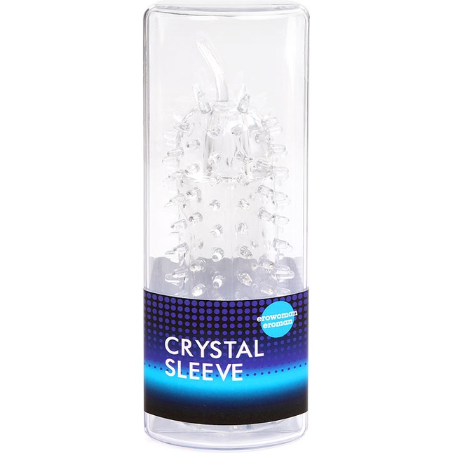 Закрытая рельефная насадка Crystal sleeve с усиками - 12 см - EROWOMAN-EROMAN. Фотография 3.
