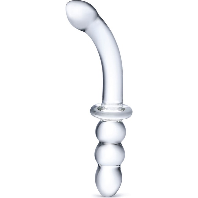 Прозрачный ребристый двусторонний стимулятор Ribbed G-Spot - 20 см