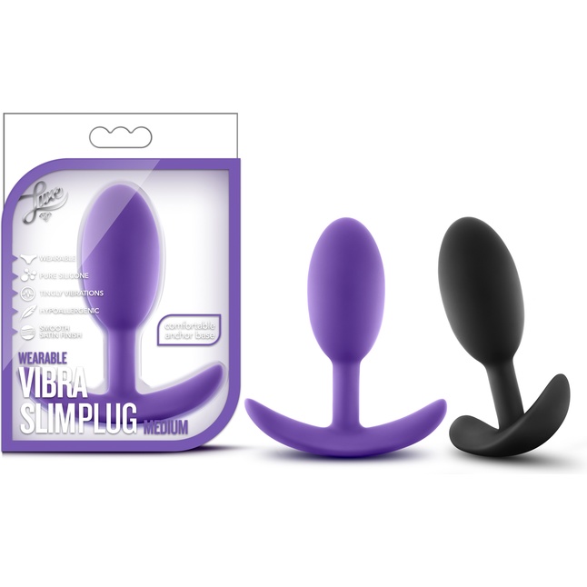 Фиолетовая анальная пробка Wearable Vibra Slim Plug Medium - 10,1 см. - Luxe. Фотография 7.