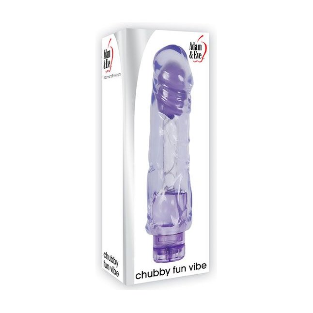 Фиолетовый вибратор-реалистик CHUBBY FUN VIBE - 19 см - Adam   Eve. Фотография 2.