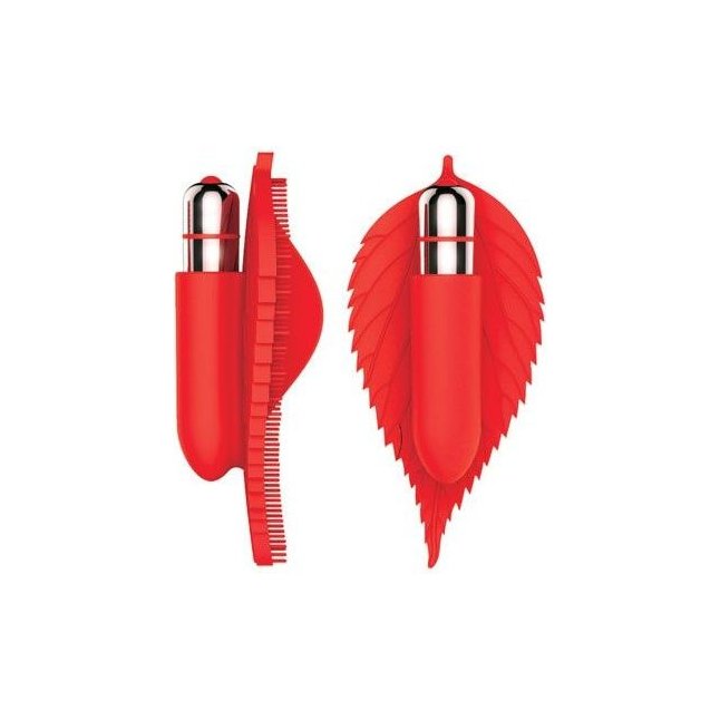 Красный клиторальный стимулятор в виде листика - 12,5 см - SWEET TOYS