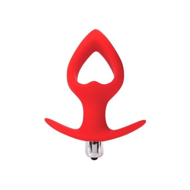 Красная вибровтулка-сердечко с ограничителем - 10,5 см - SWEET TOYS