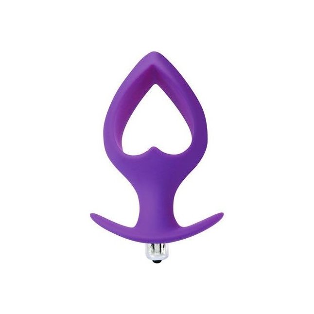 Фиолетовая вибровтулка-сердечко с ограничителем - 10,5 см - SWEET TOYS