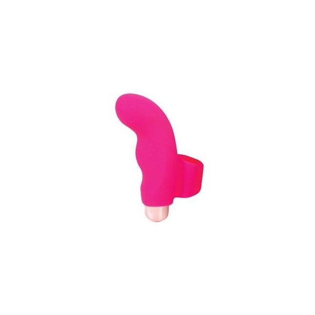 Ярко-розовая загнутая вибронасадка на палец - SWEET TOYS