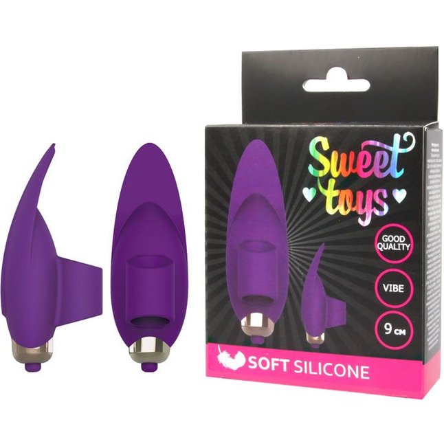 Фиолетовый вибростимулятор с петелькой под палец - 8 см - SWEET TOYS. Фотография 2.