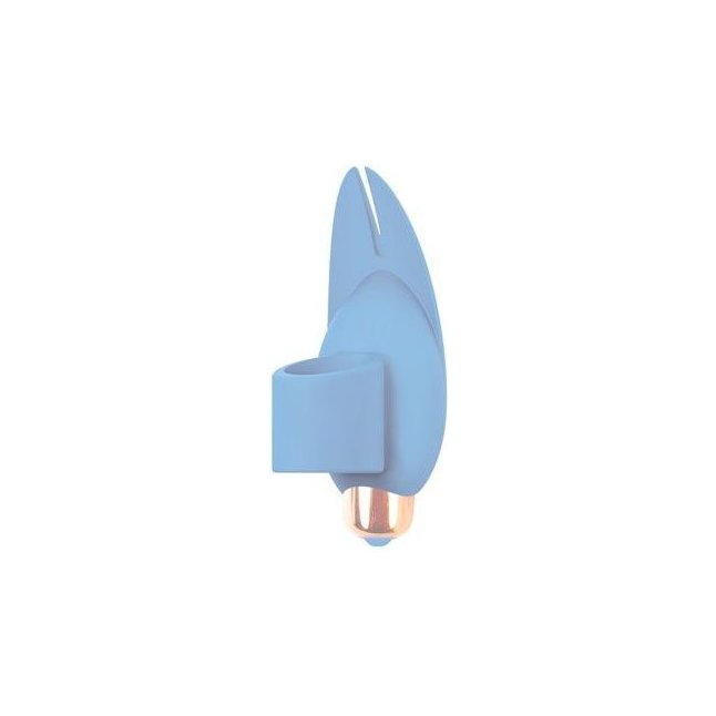 Голубой вибростимулятор с петелькой под палец - 8 см - SWEET TOYS